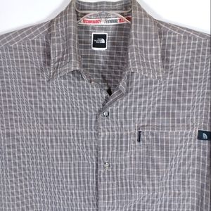 The North Face Short Sleeve Shirt Men's XL Tekware Technology Button Up Gray